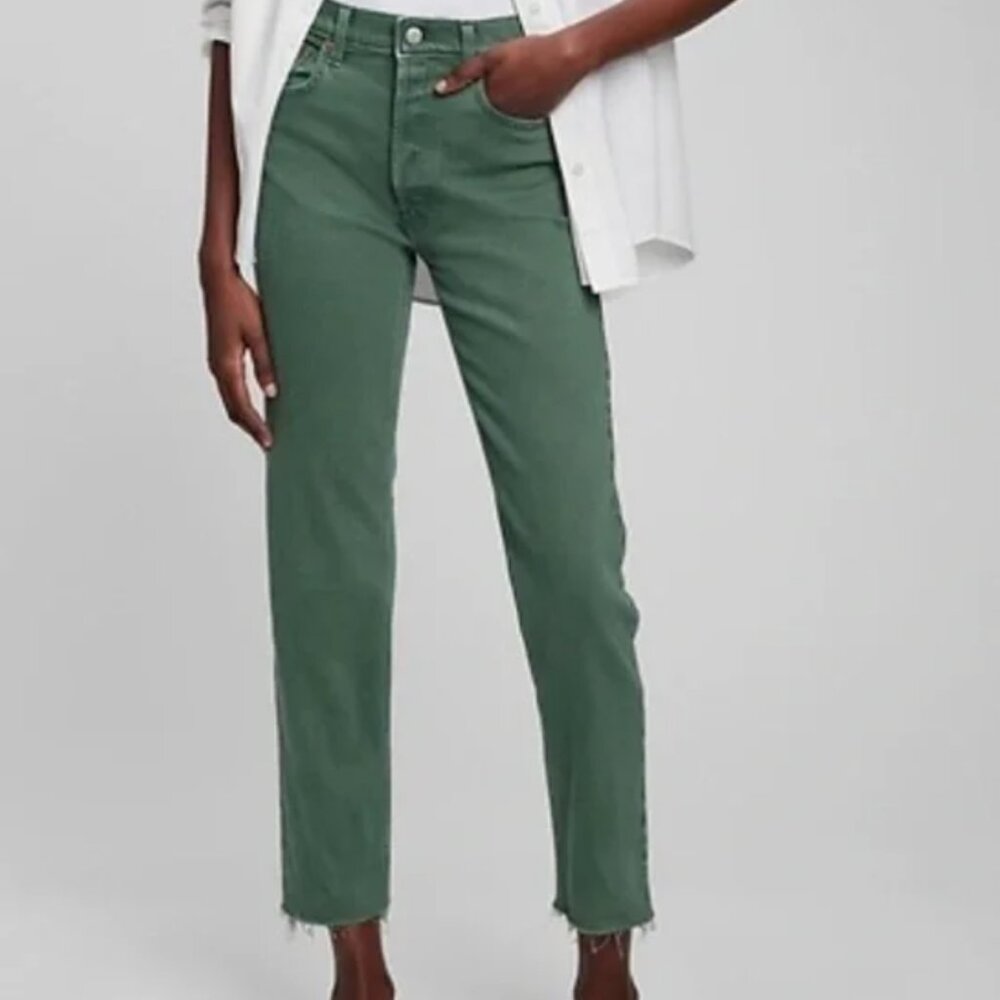 Rare Sage Green Gap Cheeky High Rise Straight Women's Jeans  NWT Sz 26/2 L